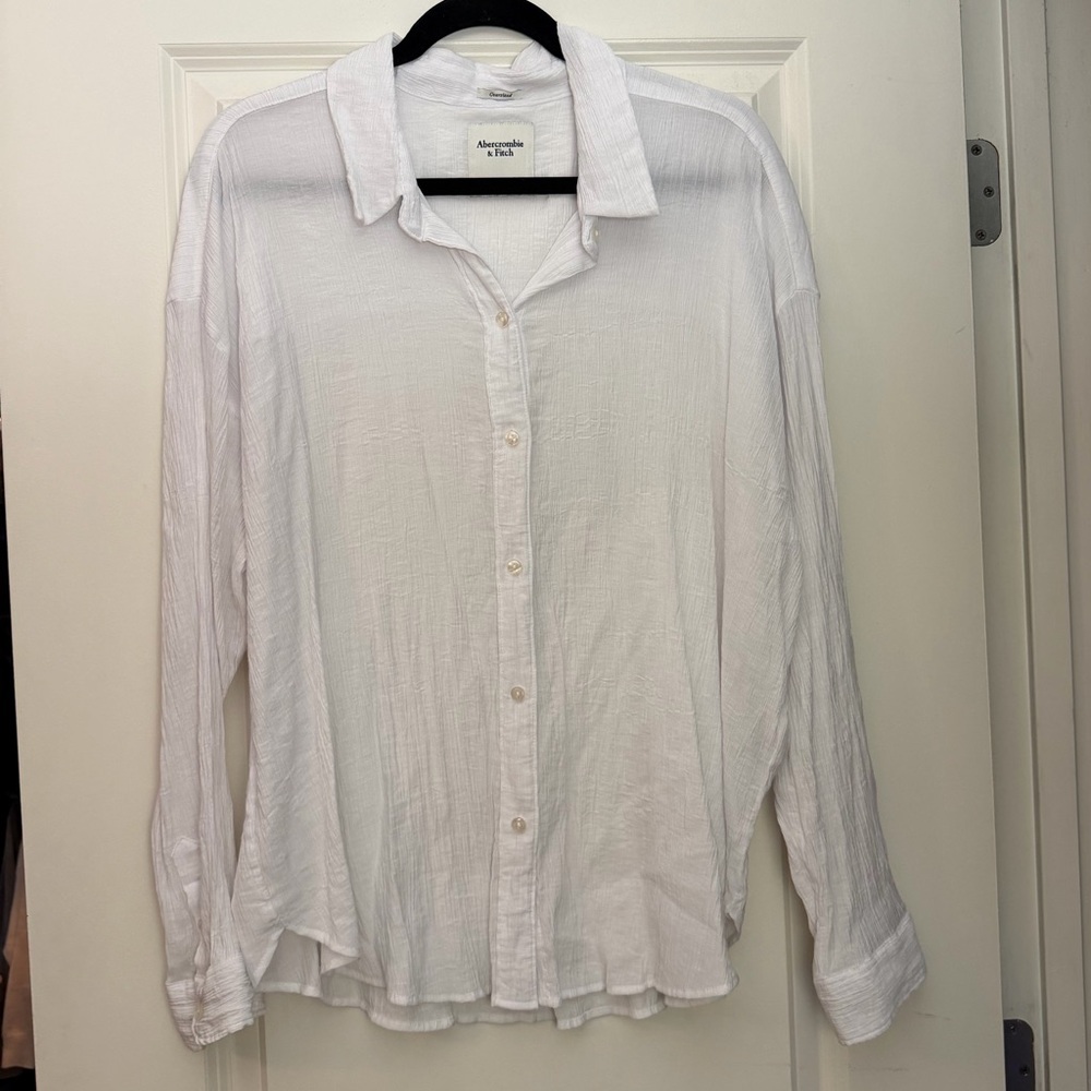 Abercrombie & Fitch White Lightweight Button-Down Shirt